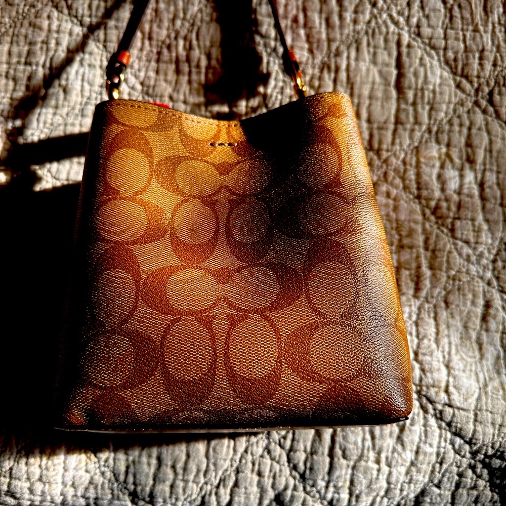 Coach Crossbody Mini Town Bucket Bag Signature Canvas with Coach Radial Rainbow